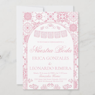 Invitation Rouge à joues Rose Talavera Papel Picado Mariage E