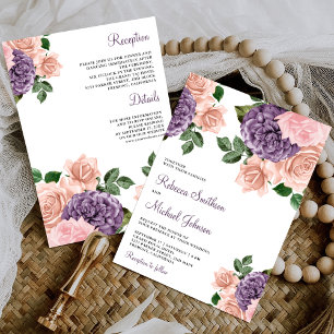 Invitation Rouge à joues Rose Violet Floral Robe de mariée un
