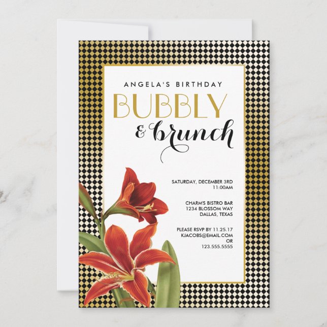 Invitation Rouge Amaryllis Gold (Devant)