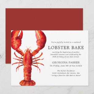 Invitation Rouge   Bake au homard Anniversaire