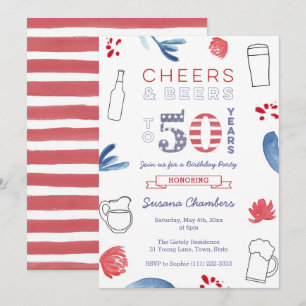 Invitation Rouge Blanc Bleu 50e anniversaire