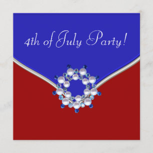 Invitation Rouge Blanc Bleu Patriotique Fête du 4 Juillet
