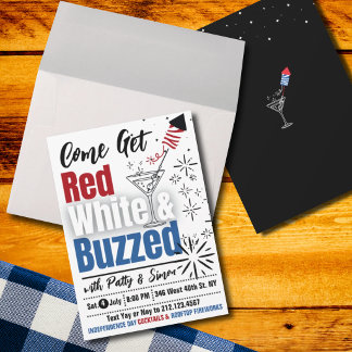 Invitation Rouge, Blanc & Bourré – Fête du 4 juillet pour adu