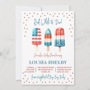 Invitation Rouge, Blanc & Due ! Baby shower patriotique popul
