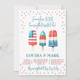 Invitation Rouge, Blanc & Due ! Baby shower patriotique popul