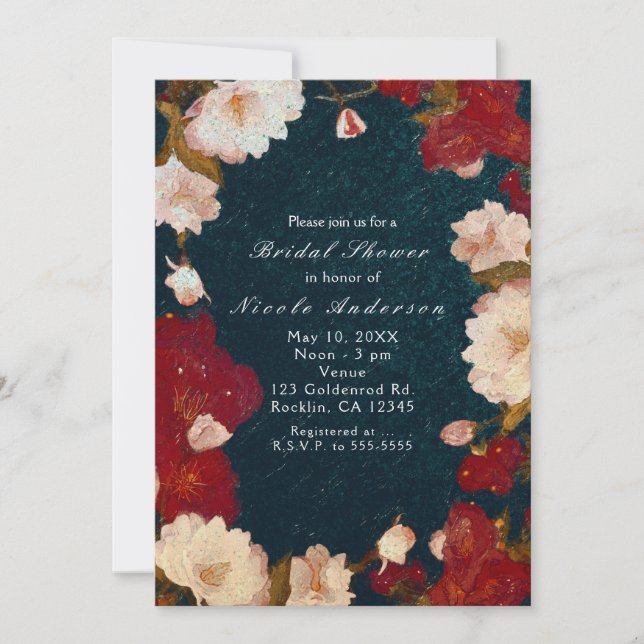 Invitation Rouge & Blanc Élégant Moderne Chic Floral Invitati (Devant)