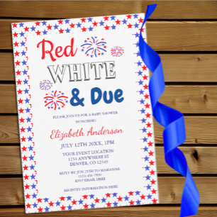 Invitation Rouge, blanc et Baby shower dû