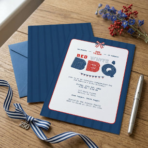 Invitation Rouge Blanc et BBQ 4 juillet 250 Ans Amérique