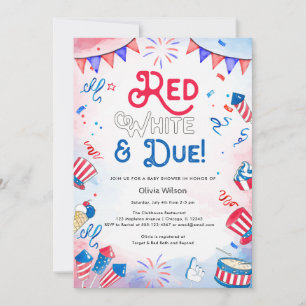 Invitation Rouge blanc et blanc - 4 juillet Baby shower