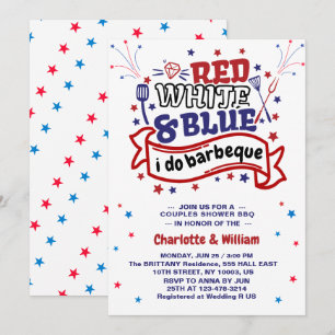 Invitation Rouge blanc et bleu i do BBQ Couple douche nuptial