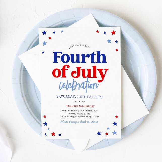 Invitation Rouge Blanc et Bleu Parti du 4 juillet (Créateur téléchargé)