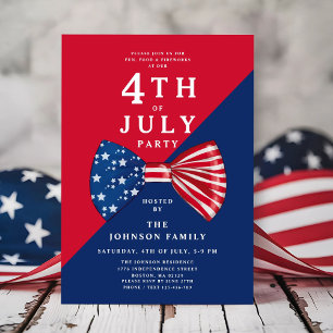 Invitation Rouge Blanc Et Bleu Patriotique 4 Juillet