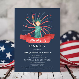 Invitation Rouge Blanc Et Bleu Patriotique Moderne 4 Juillet