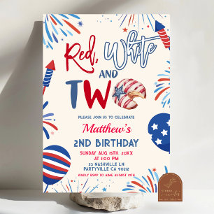 Invitation Rouge blanc et deux anniversaire patriotique