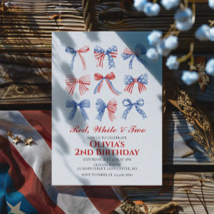 Invitation Rouge, Blanc et Deux Rubans 4 juillet 2ème anniver