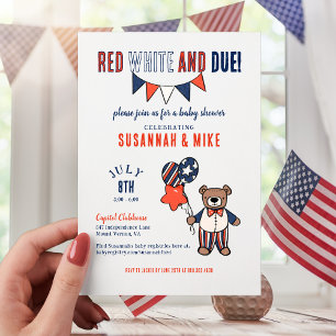 Invitation Rouge, blanc et dû   Baby shower d'été