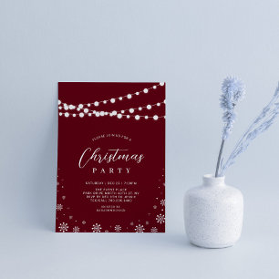 Invitation Rouge & Blanc Guirlande Lumineuse Fête de Noël