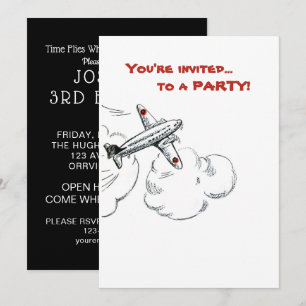 Invitation Rouge blanc noir simple de fête d'anniversaire de