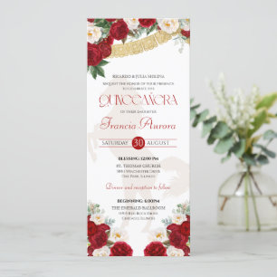 Invitation Rouge Blanc Or Blooms Papel Picado Charro Quince I
