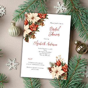Invitation Rouge Blanc Poinsettia Vacances d'hiver Fête des m