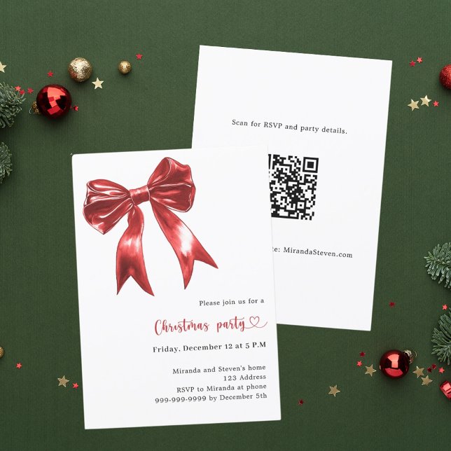 Invitation Rouge blanc QR code Noël (Créateur téléchargé)