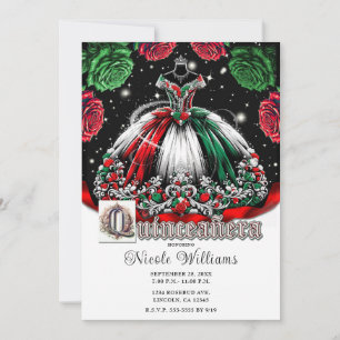 Invitation Rouge Blanc Vert Mis Quince Anos 15 Quinceañera