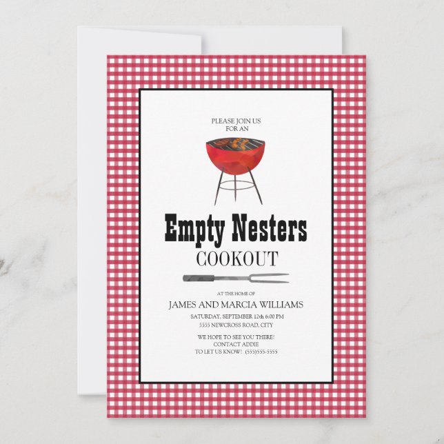Invitation Rouge Blanc Vide Nesters Barbecue Cuisine (Devant)