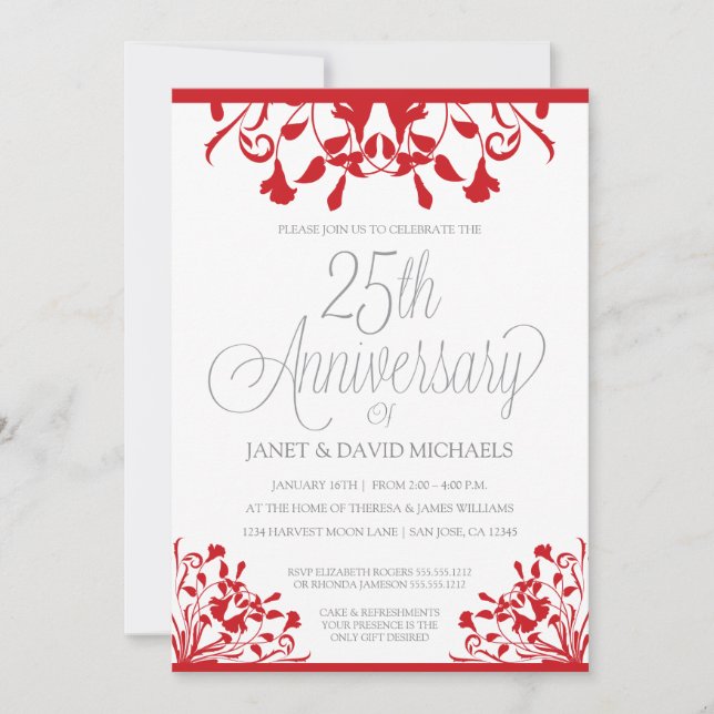 Invitation Rouge botanique 25e anniversaire (Devant)