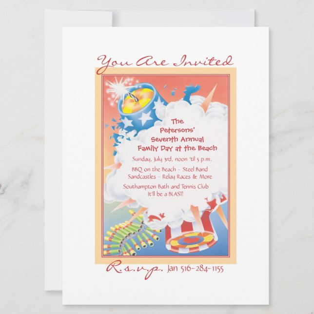 Invitation Rouge chaud et bleu (Devant)