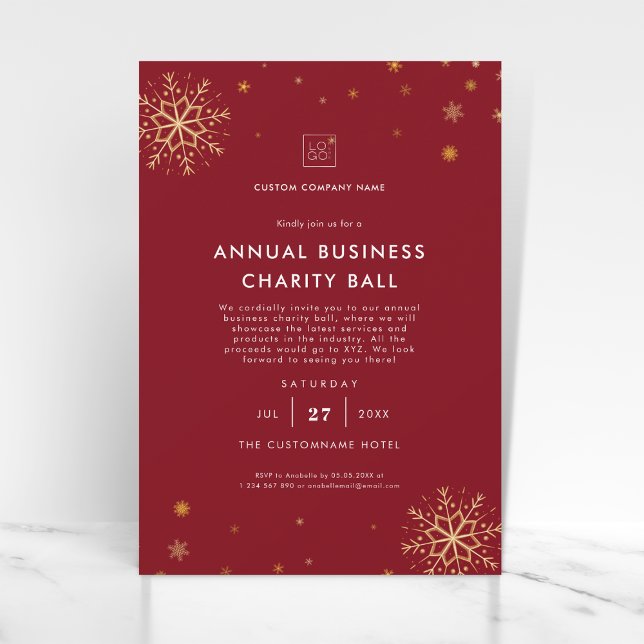 Invitation Rouge | Collecte de fonds pour la soirée de Noël d (Créateur téléchargé)