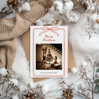 Invitation Rouge Crème Photo de Famille Noël Dessinée à la Ma