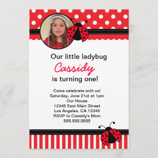 Invitation rouge d'anniversaire de coccinelle