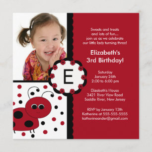 Invitation rouge d'anniversaire de photo de