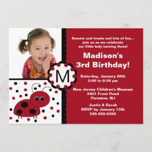 Invitation rouge d'anniversaire de photo de