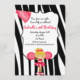 Invitation rouge d'anniversaire de pom-pom girl