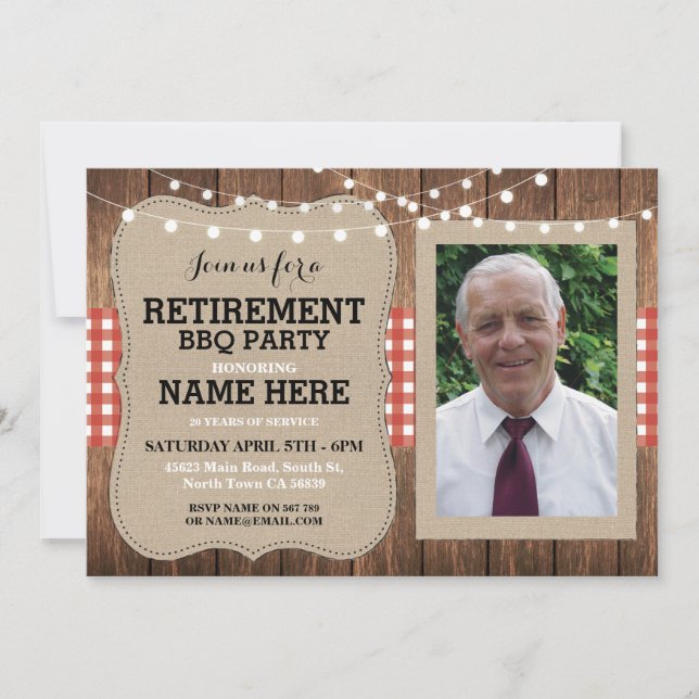 Invitation rouge de BBQ de partie de photo (Devant)
