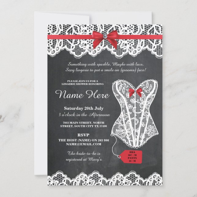 Invitation rouge de dentelle de craie nuptiale de (Devant)