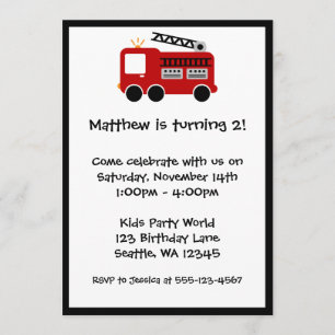 Invitation rouge de fête d'anniversaire de camion