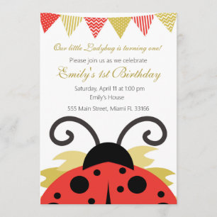 Invitation rouge de fête d'anniversaire de fille