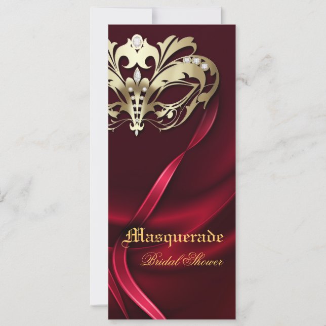 Invitation rouge de Fête de la mariée de mascarade (Devant)
