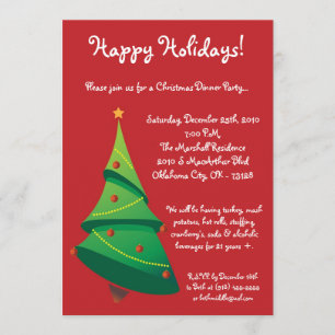 invitation rouge de fête de Noël d'arbre de Noël