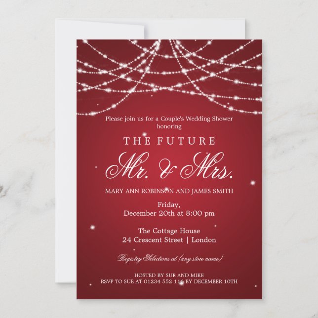Invitation Rouge de ficelle de M. Mme Couples Shower (Devant)