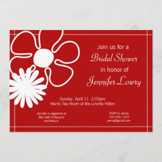 Invitation rouge de fleur pour nuptiale, le bébé