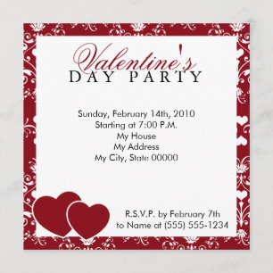 Invitation rouge de jour de Valentines de damassé