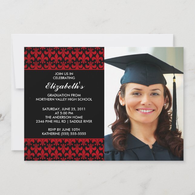 Invitation rouge de l'obtention du diplôme (Devant)