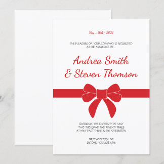Invitation rouge de mariage de ruban. Arc