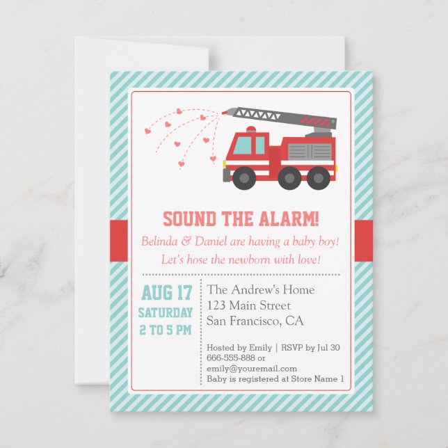 Invitation rouge de partie de baby shower de (Devant)