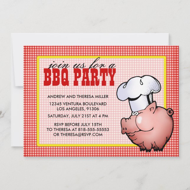 Invitation rouge de partie de BBQ (Devant)