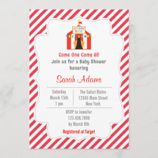 Invitation Rouge d'invitation de baby shower de tente de
