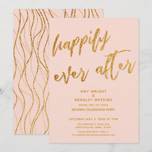 Invitation Rouge doré pour un mariage heureux à tout jamais